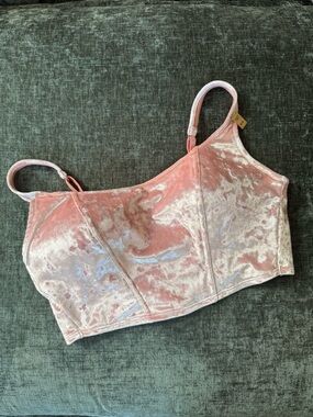 PINK Victoria's Secret Crushed Velvet Longline Corset Bra